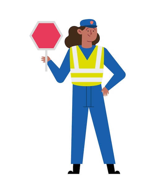 Free vector police day design with a woman traffic officer