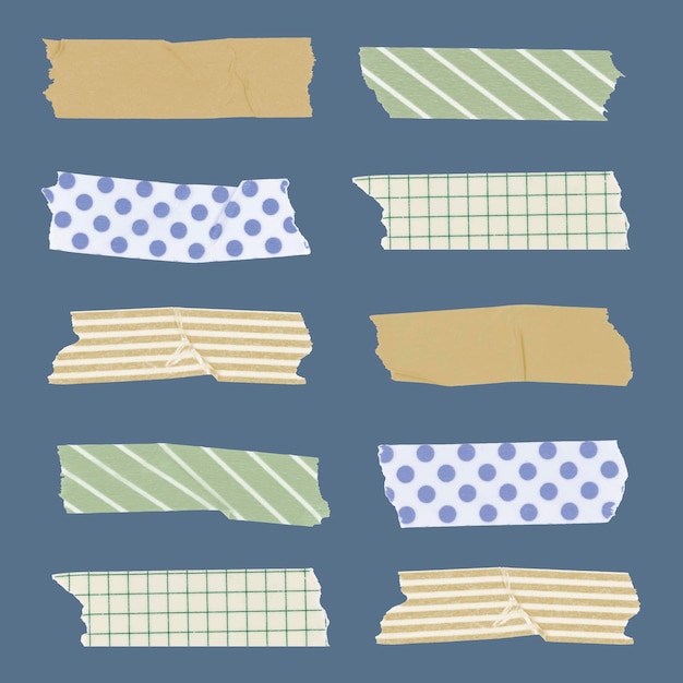 Free vector polka dot washi tape clipart, green pattern vector collection