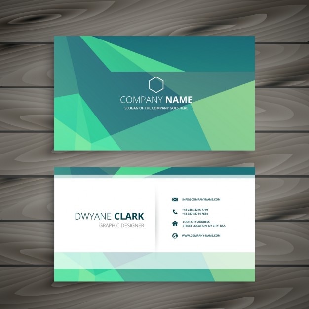 Free Vector polygonal green modern business card 