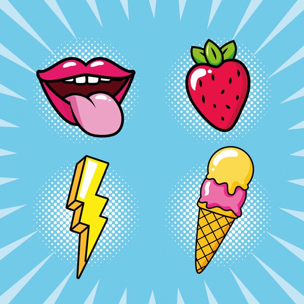 Pop art background set