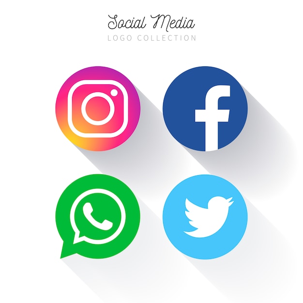 Free Vector popular social media circular logo collection
