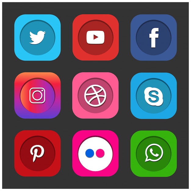 Free Vector  popular social media icons