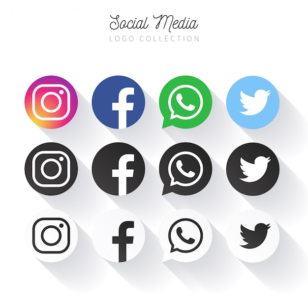 Free Vector popular social media logo collection in circles