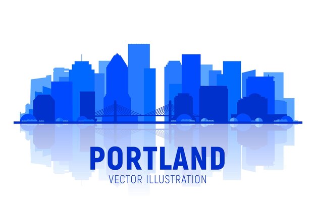 Portland Oregon USA skyline silhouette background Vector Illustration Business travel and tourism concept with modern buildings Image for presentation banner placard and web site