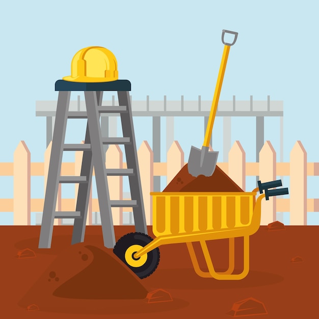 Free Vector poster of bright construction icons