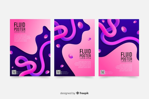 Free Vector poster template with fluid shapes