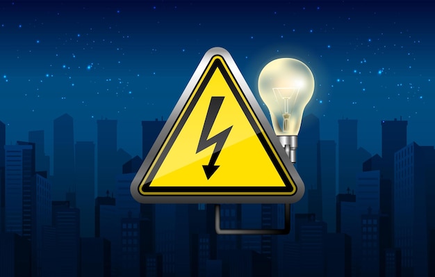 Free Vector power outage banner with night city and light bulb