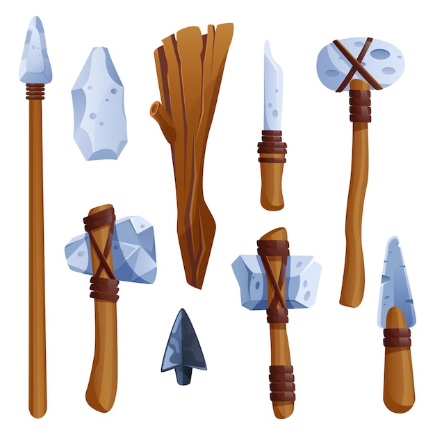 Free Vector prehistoric stone ages tools