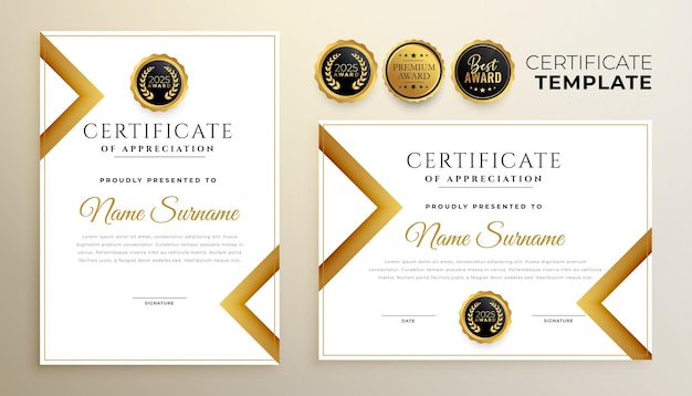 Free Vector premium certificate of academic achievement background in set