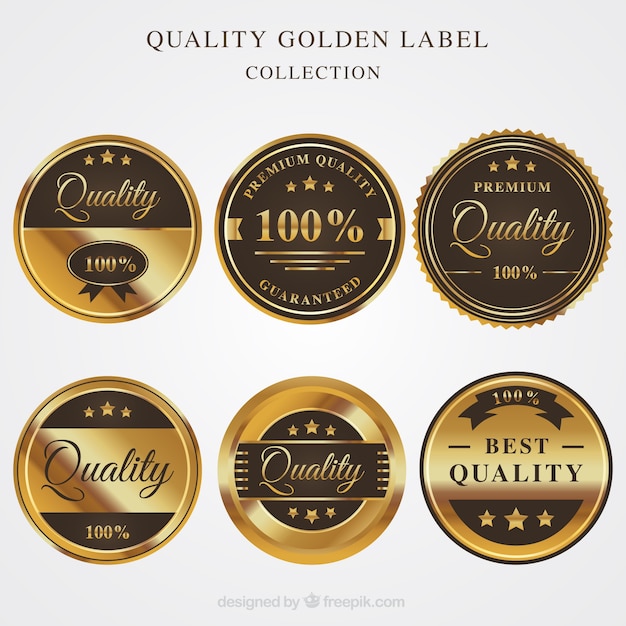 Free Vector premium gold retro stickers