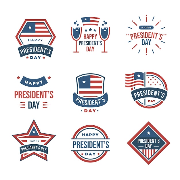 Free Vector president's day label collection