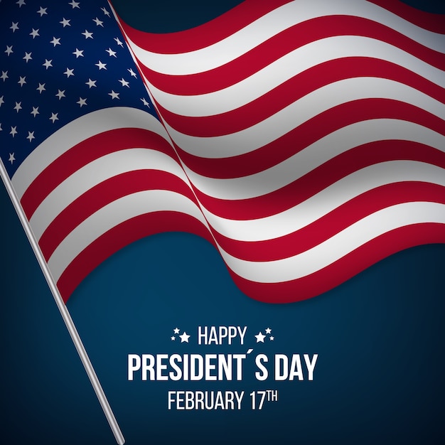 Free vector president's day with realistic flag