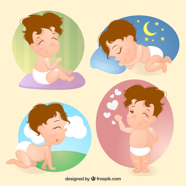 Free Vector pretty baby in different situations