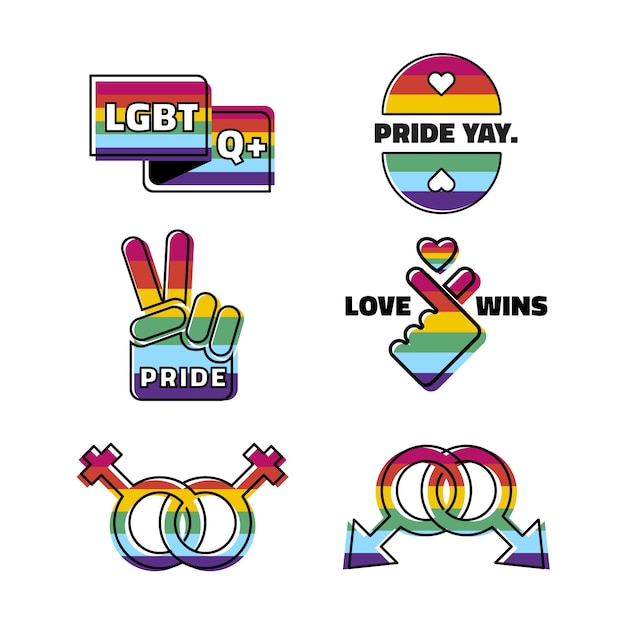 Free Vector pride day labels set