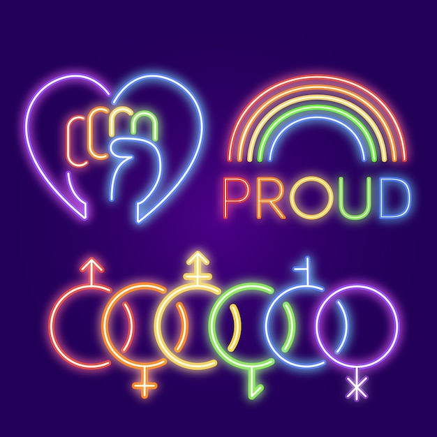 Pride day neon signs