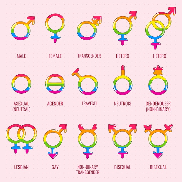 Free Vector pride month hand drawn lgbt symbols