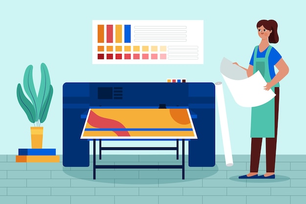 Free Vector printing industry  flat illustration