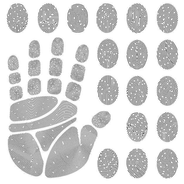 Prints Of Fingers And Palm Set