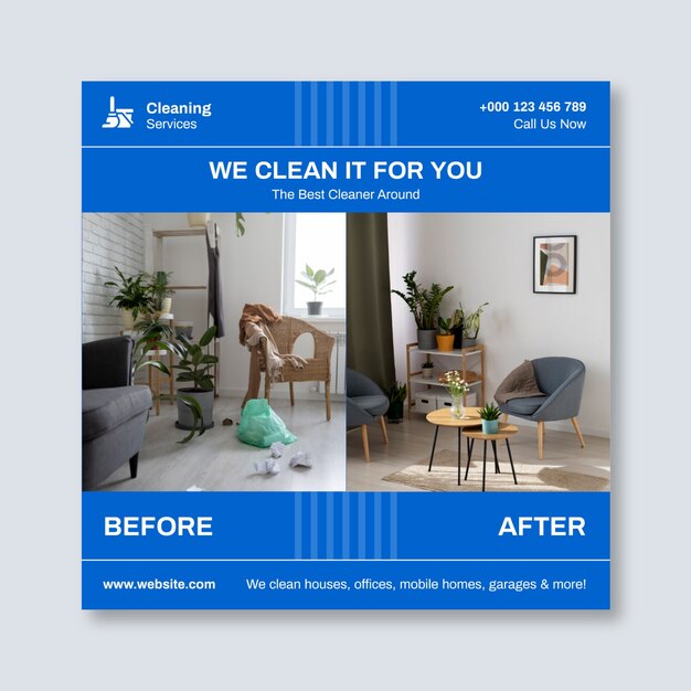 Professional before & after cleaning services facebook post template