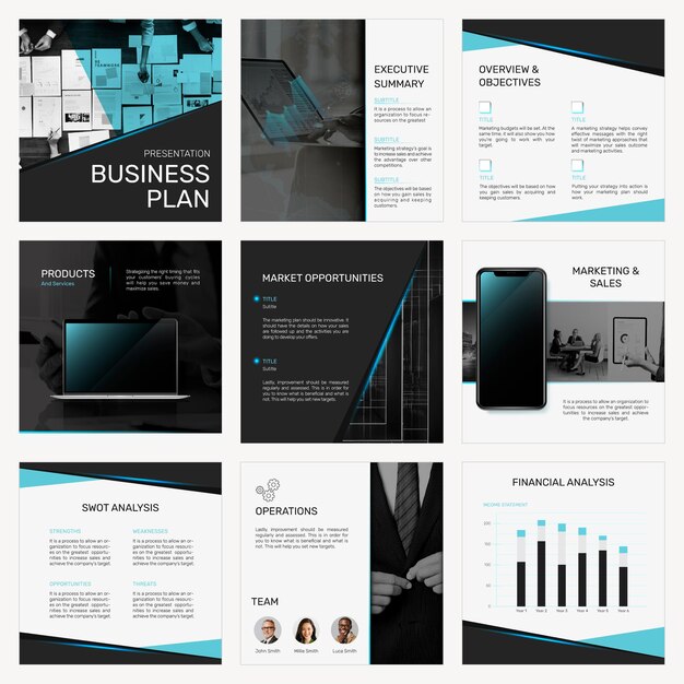 Professional business presentation template  social media post set