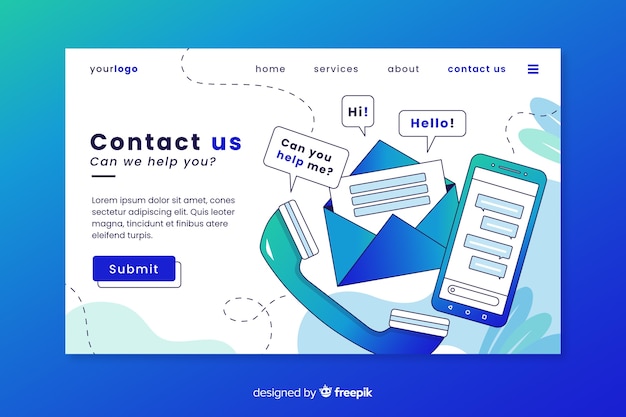 Free vector professional contact us landing page