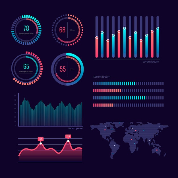 Free Vector professional dashboard element collection