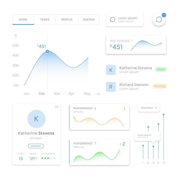 Free Vector professional dashboard element set