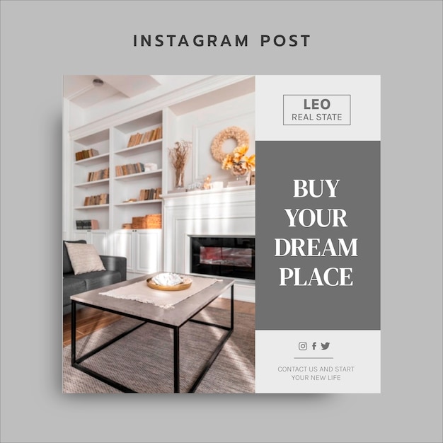 Free Vector professional gray real estate instagram post