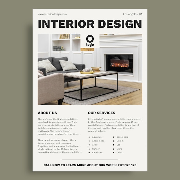 Professional interior design company flyer