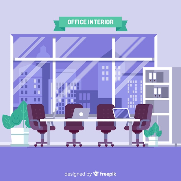 Free Vector professional office interior with flat design