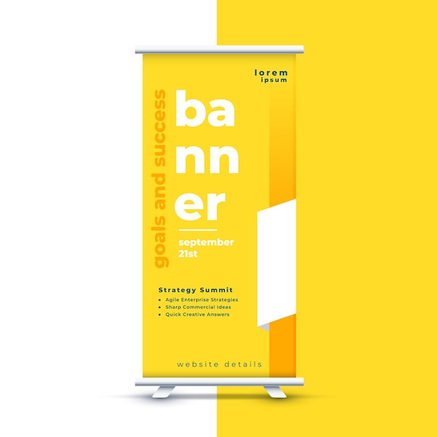 Free vector professional yellow rollup standee display banner design