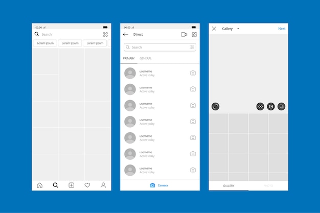 Profile interface template for instagram