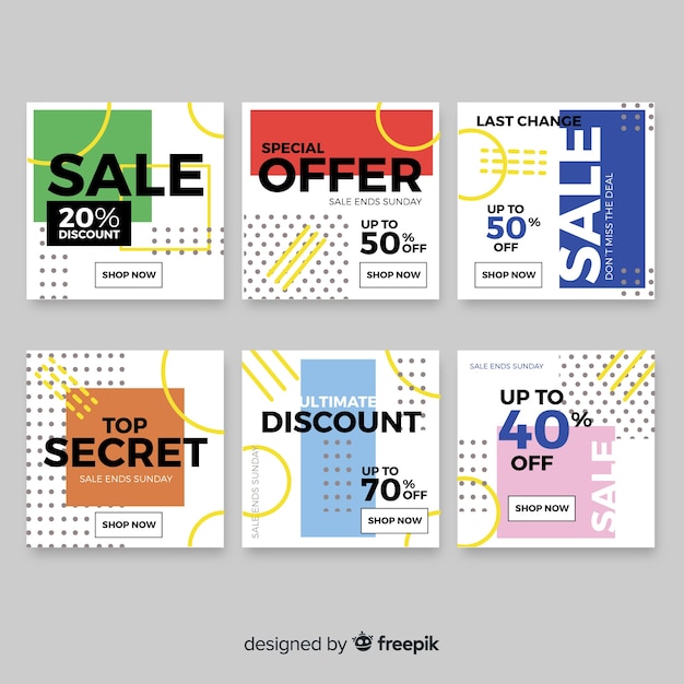 Free Vector promotion square banner collectio