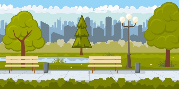 Free Vector public park with asphalt path illustration