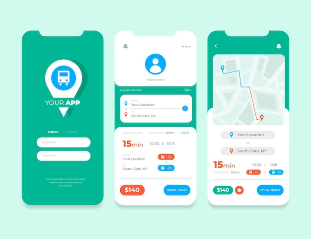 대중 교통 앱 인터페이스 컬렉션