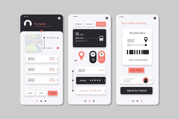 Public transport app interfaces pack