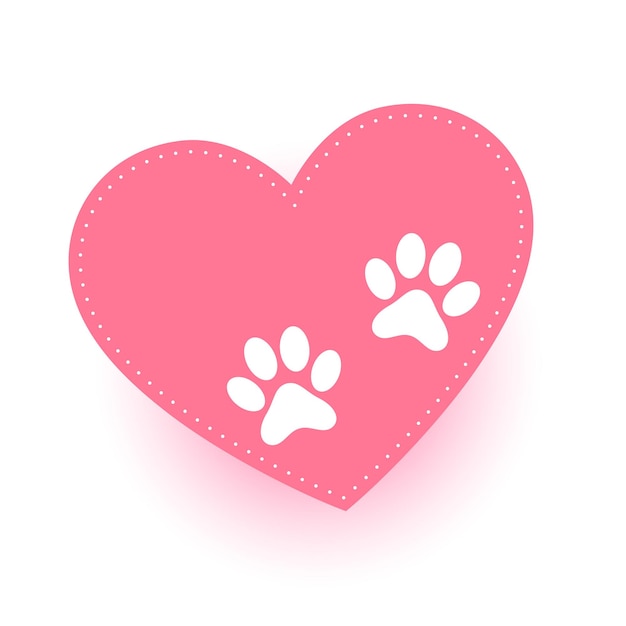 Free Vector puppy or kitten paw print on love heart background