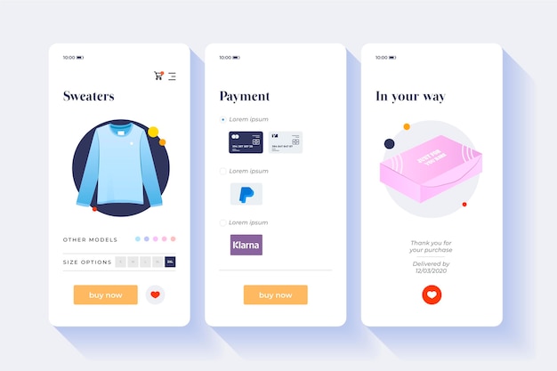 Purchase online interface concept