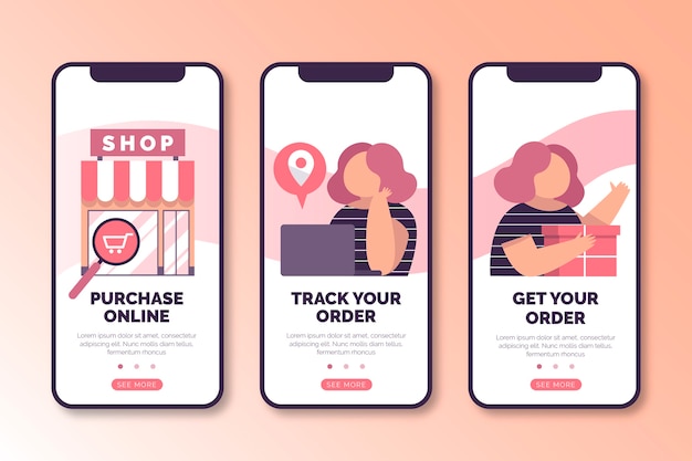 Free Vector purchase online onboarding app screens set