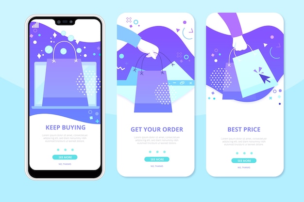 Free Vector purchase online onboarding app screens