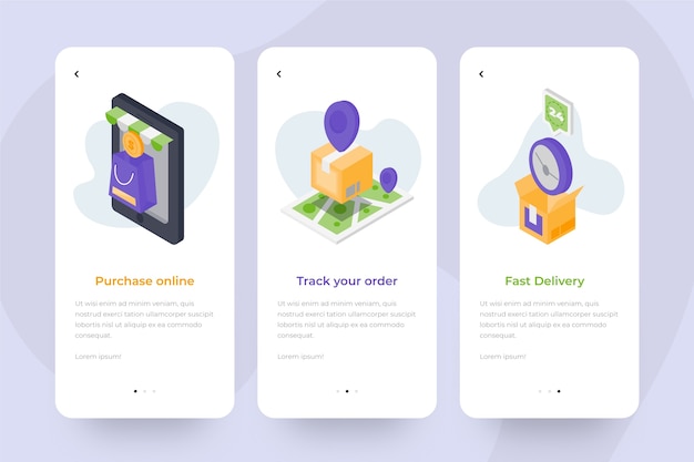 Free vector purchase online onboarding app