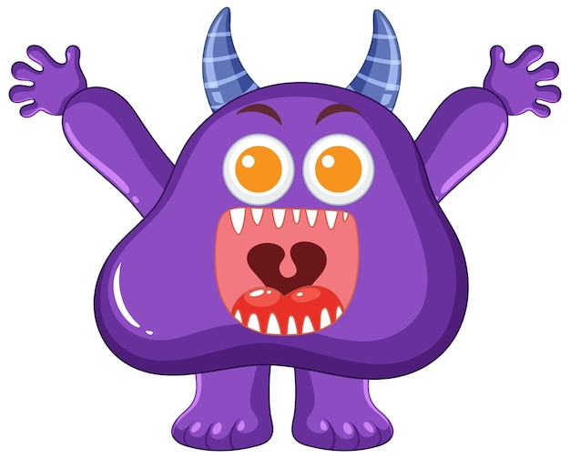 Free vector purple alien monster cartoon character with open mouth and arms