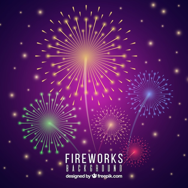 Purple background with fireworks