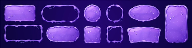 Free Vector purple slime name plate frame game avatar