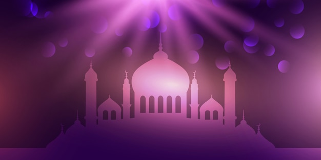 Purple temple for Eid Mubarak design