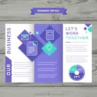 Free vector purple trifold business brochure