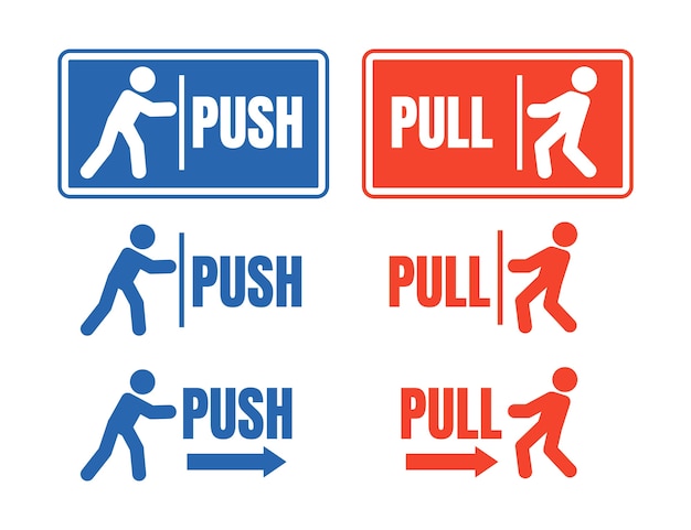 Free Vector push pull signs collection