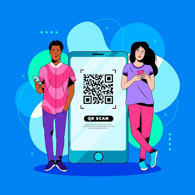 Qr code scanning concept with characters