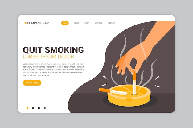 Free vector quit smoking landing page