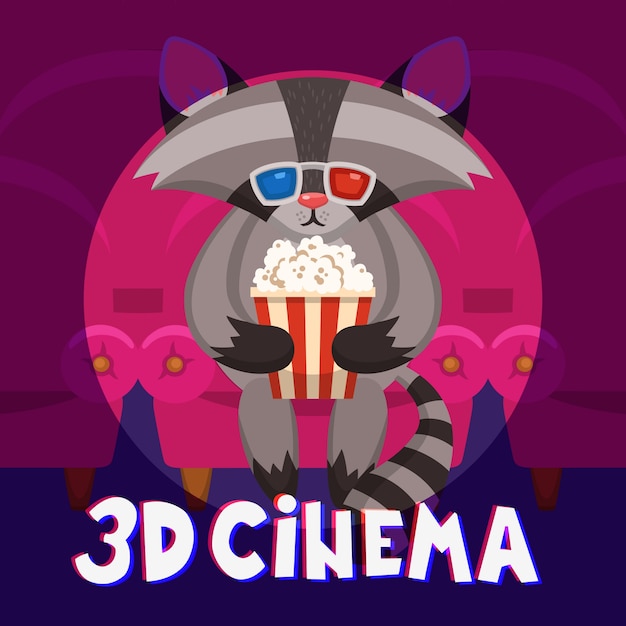 Free Vector raccoon cinema poster